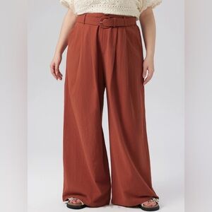Cider Rust Brown Wide Leg Pants with Belt 1X NWT